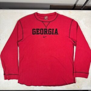 Vintage Y2K Nike Georgia Bulldogs Waffle Knit Longsleeve Shirt Center Swoosh